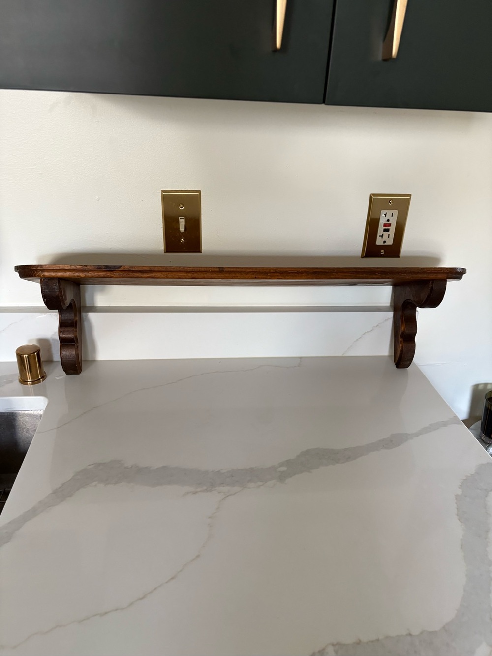 Vintage Dark Wood Wall Decor Shelf 30” Long